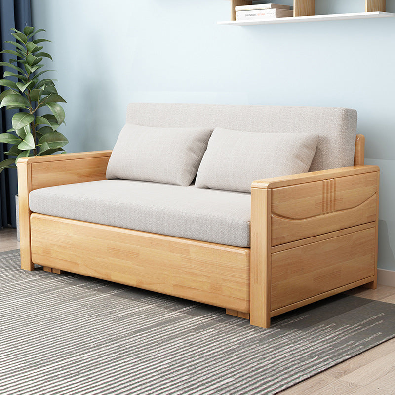 Contemporary 27.55"H Cotton Blend Wood Frame Square Arm Sofa Bed
