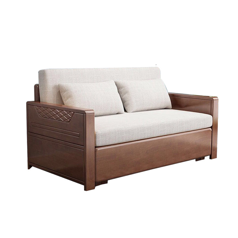 Contemporary 27.55"H Cotton Blend Wood Frame Square Arm Sofa Bed