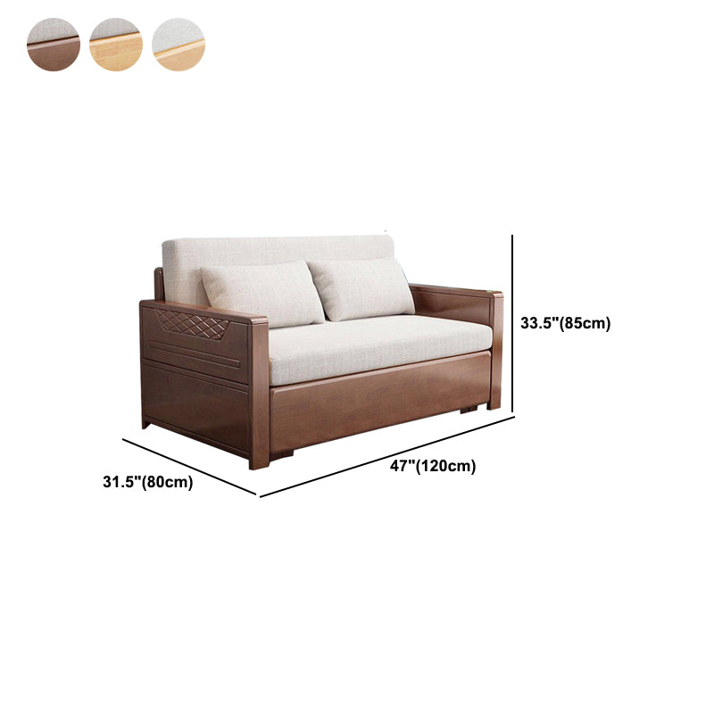 Contemporary 27.55"H Cotton Blend Wood Frame Square Arm Sofa Bed