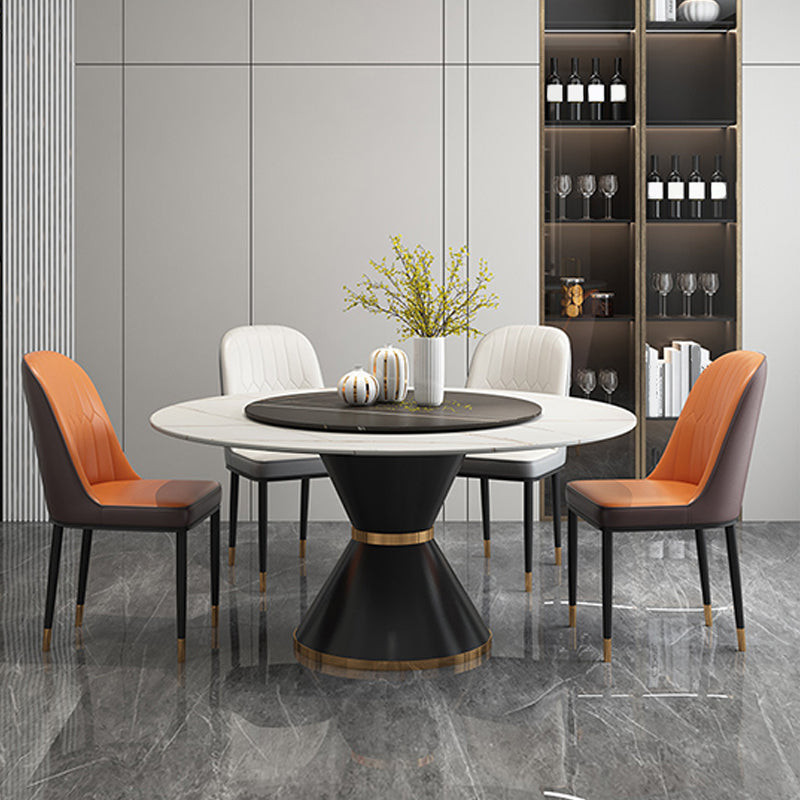 Contemporary Style Round Dining Table Steel Pedestal Base Table for Room