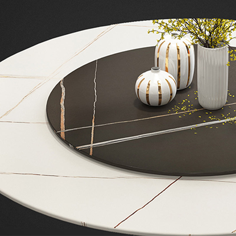 Contemporary Style Round Dining Table Steel Pedestal Base Table for Room