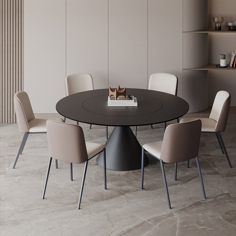 Contemporary Style Round Dining Table Steel Pedestal Base Table for Home