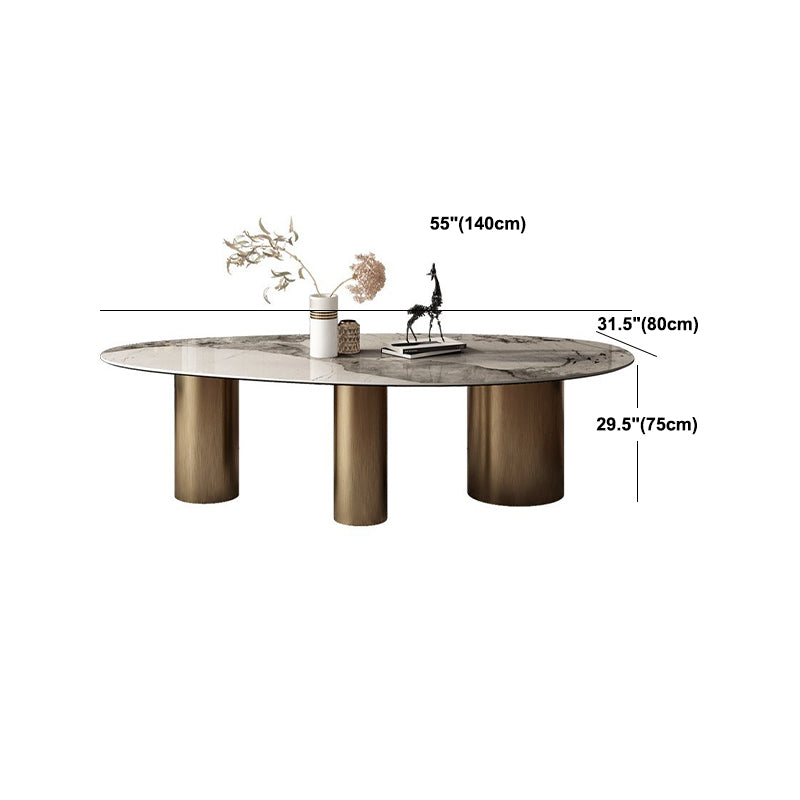 Modern Oval Table Stainless Steel Base Dining Table with 3 Legs