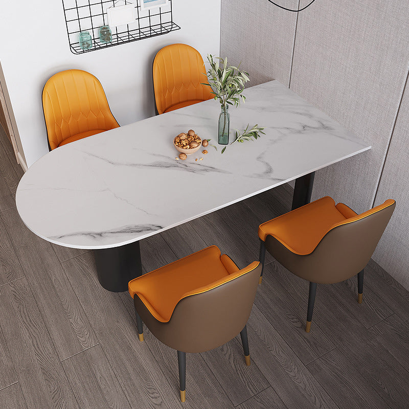 Stone Top Dining Table Modern Dining Table with 3 Legs in Black