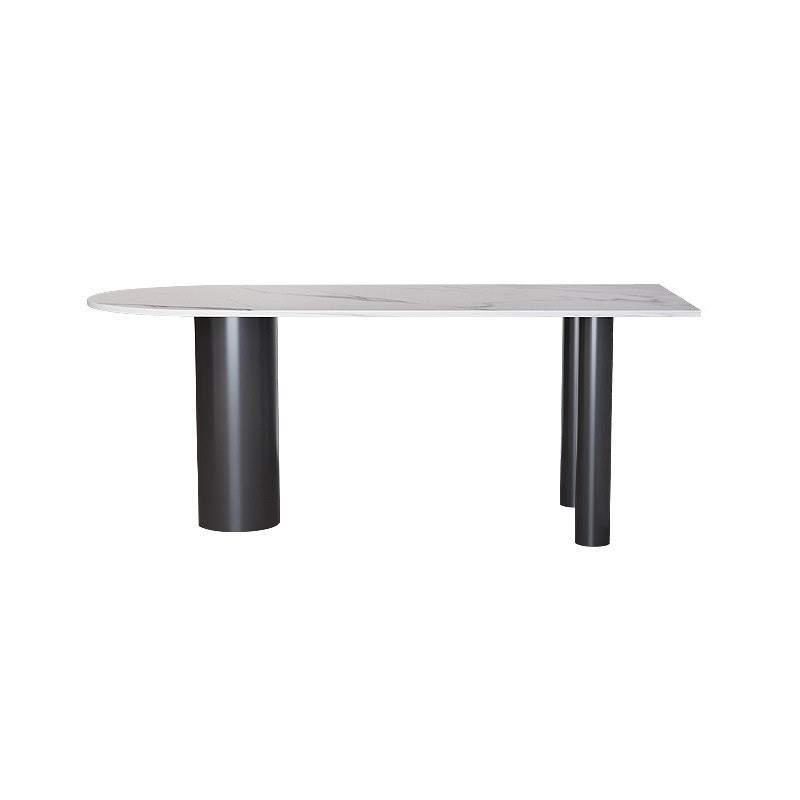 Stone Top Dining Table Modern Dining Table with 3 Legs in Black