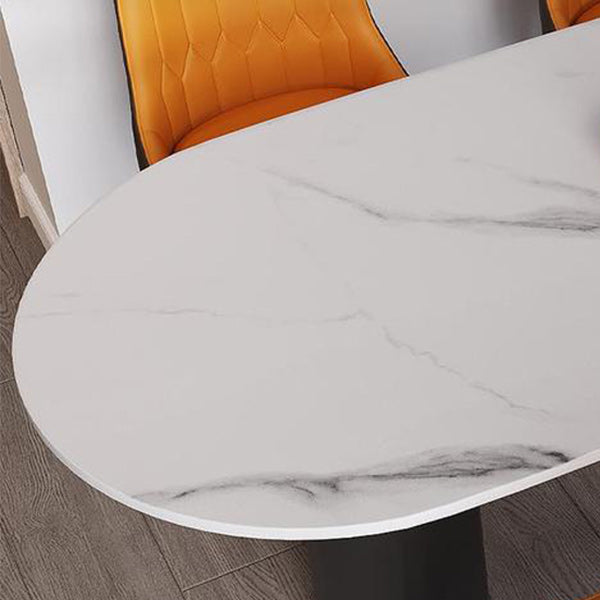 Stone Top Dining Table Modern Dining Table with 3 Legs in Black