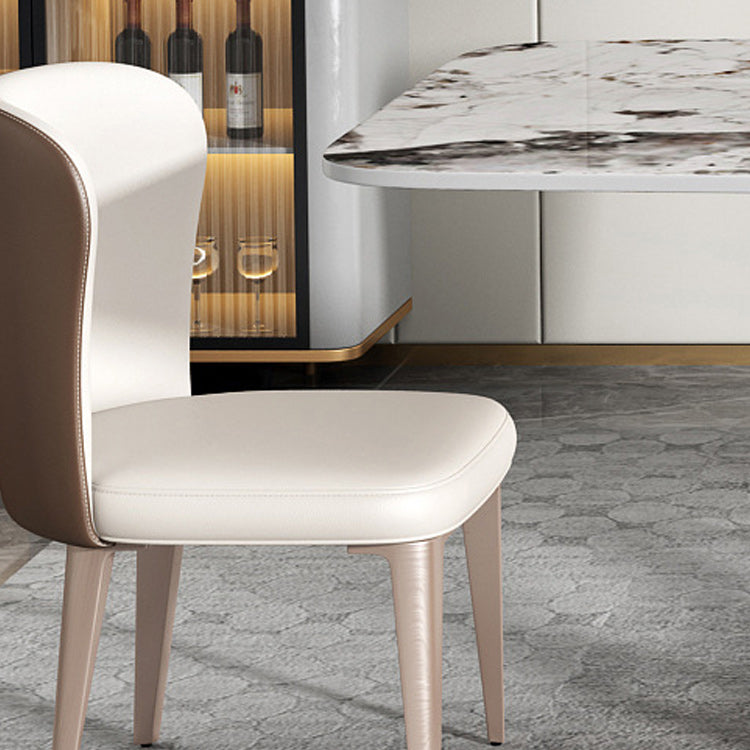 Stone Top Dining Table Modern Rectangle Dining Table with Pedestal Base