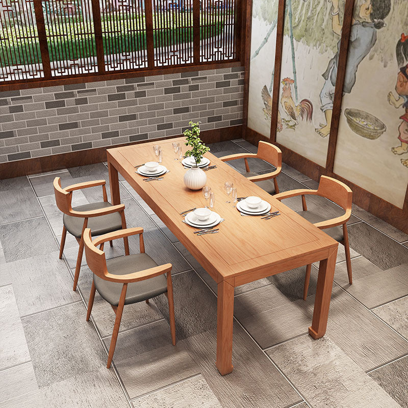 Solid Wood Top Dining Table Rectangle Dining Table with 4 Legs