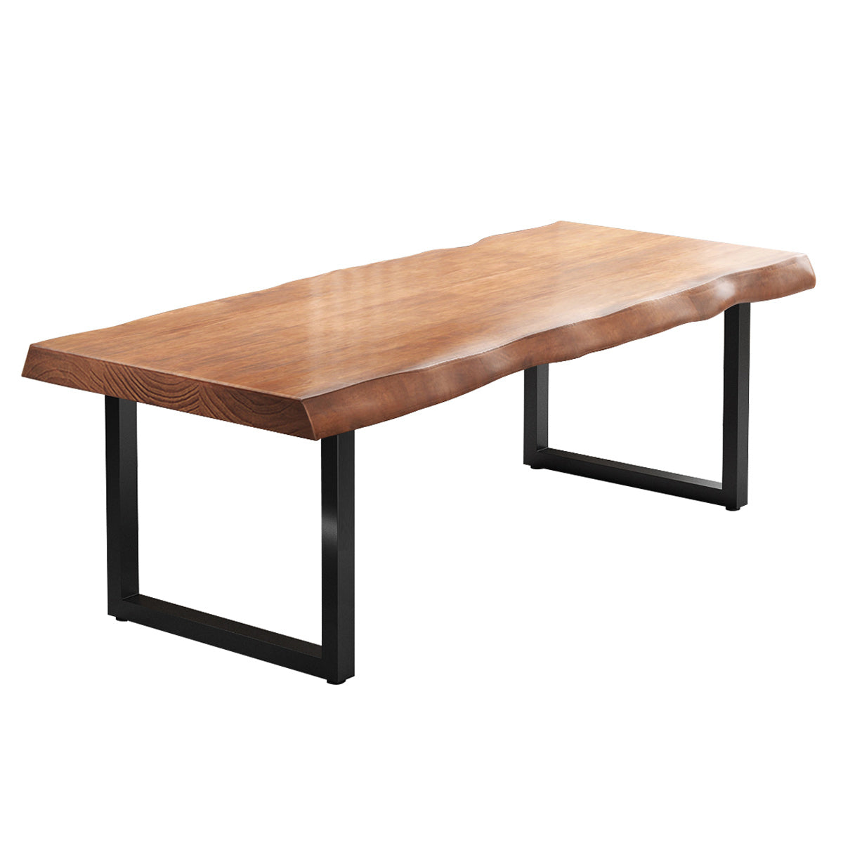 Pine Wood Top Dining Table Rectangle Table with Sled Base in Black