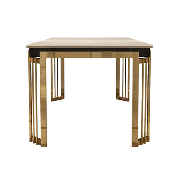 Stone Top Dining Table Traditional Luxury Rectangle Table with 4 Legs