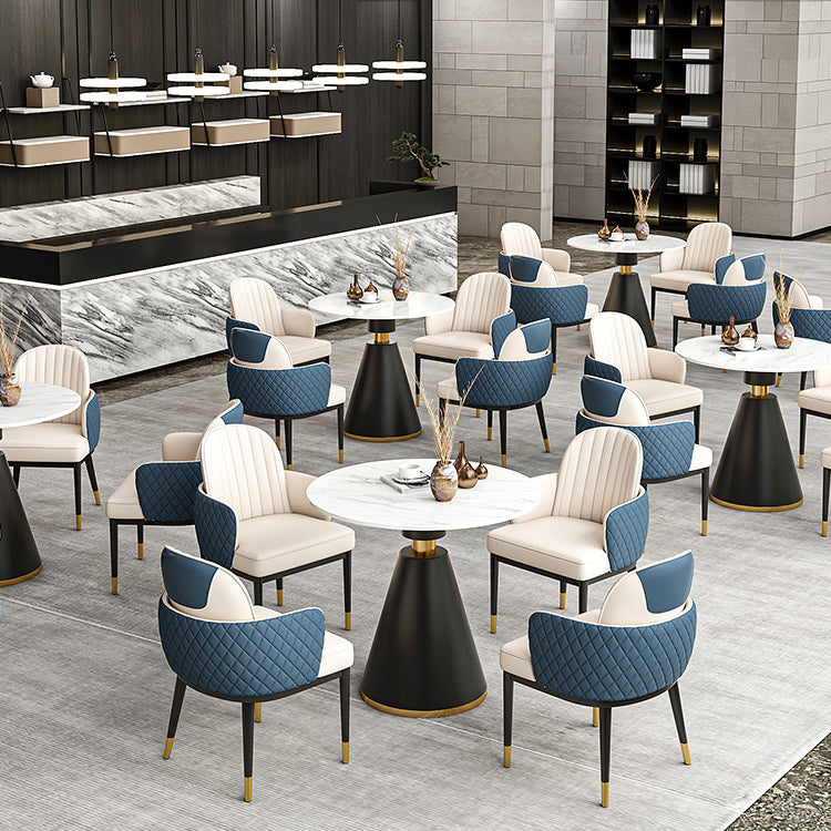 Metal Traditional Luxury Round Table Sintered Stone Top Indoor Table with Pedestal Base