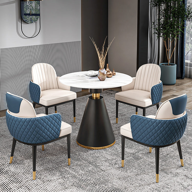 Metal Traditional Luxury Round Table Sintered Stone Top Indoor Table with Pedestal Base