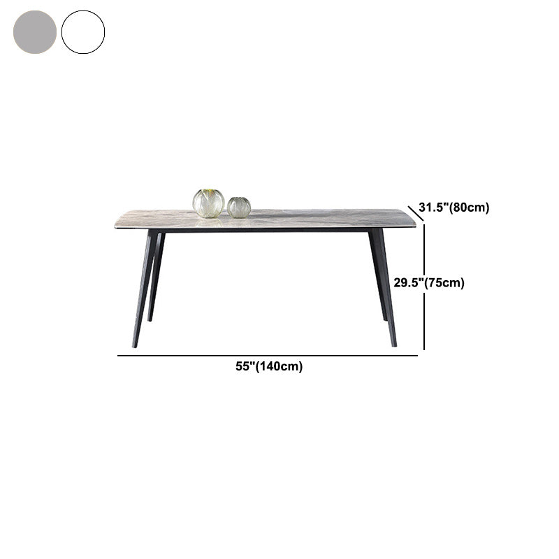 Metal Contemporary Rectangle Dining Table Sintered Stone Top Table for Dining Room