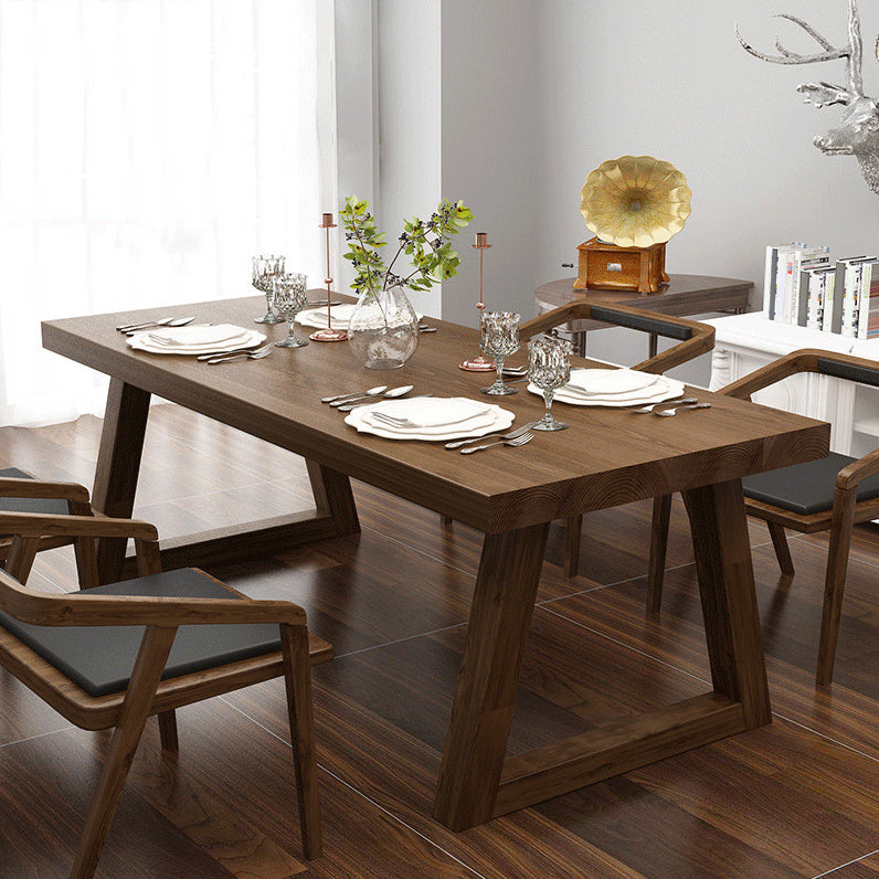 Solid Wood Top Dining Table Rectangle Dining Table with Sled Base