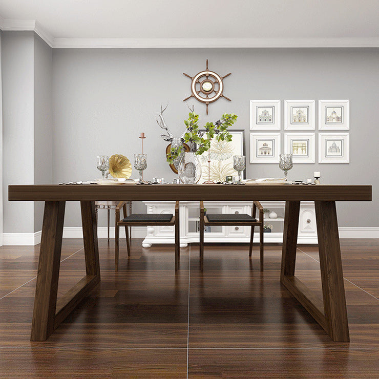 Solid Wood Top Dining Table Rectangle Dining Table with Sled Base