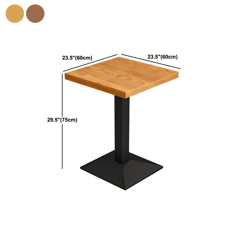 Metal Industrial Dining Table Pine Wood Top Table with Pedestal Base