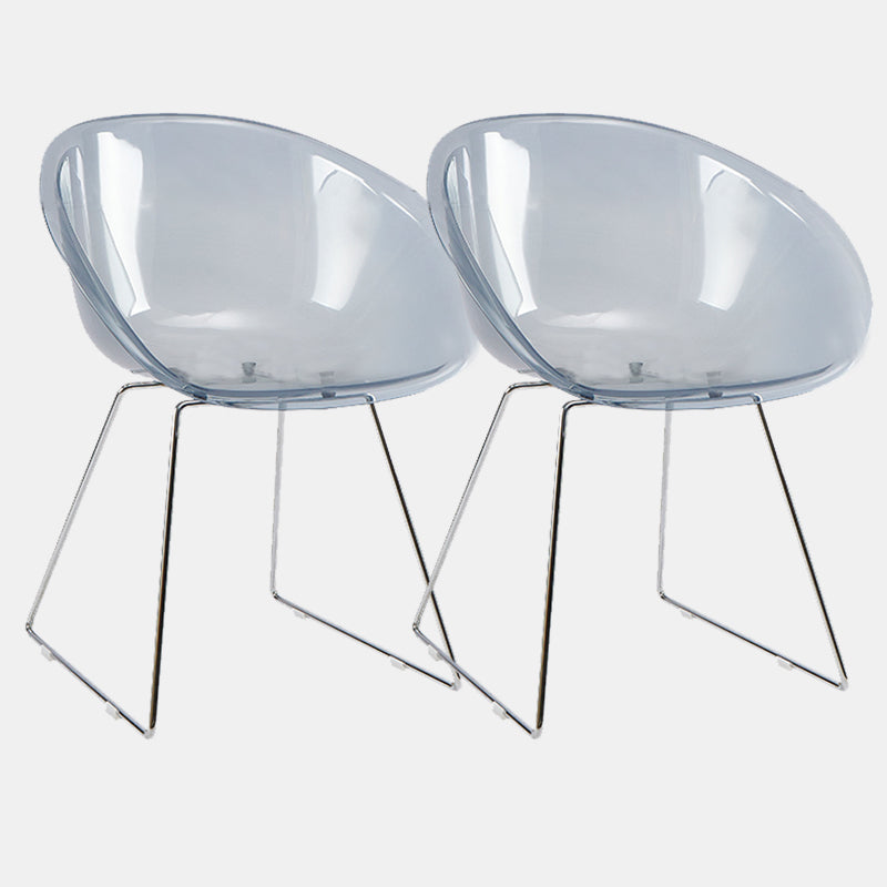 Contemporary Style Arm Chair Plastic Dining Chair with Metal Base for Dining Room