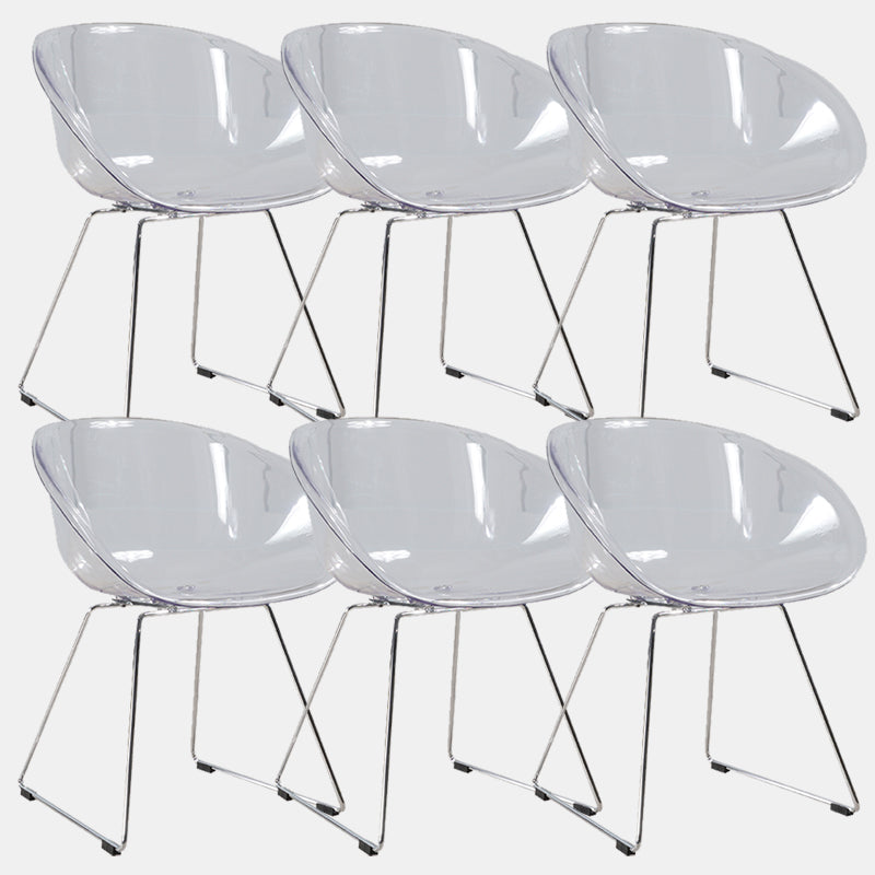 Contemporary Style Arm Chair Plastic Dining Chair with Metal Base for Dining Room