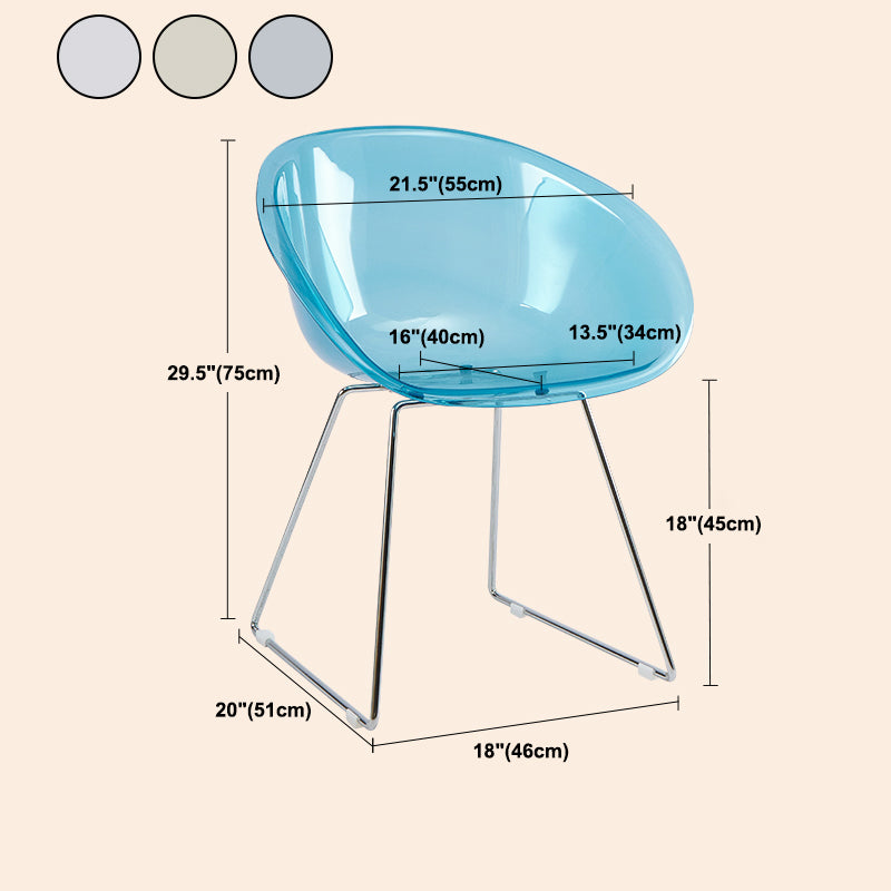 Contemporary Style Arm Chair Plastic Dining Chair with Metal Base for Dining Room
