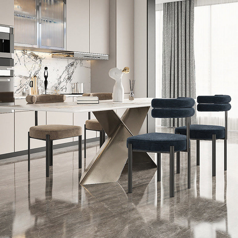 Industrial Velvet Dining Room Chair Open Back Dining Side Chair for Restaurant Use