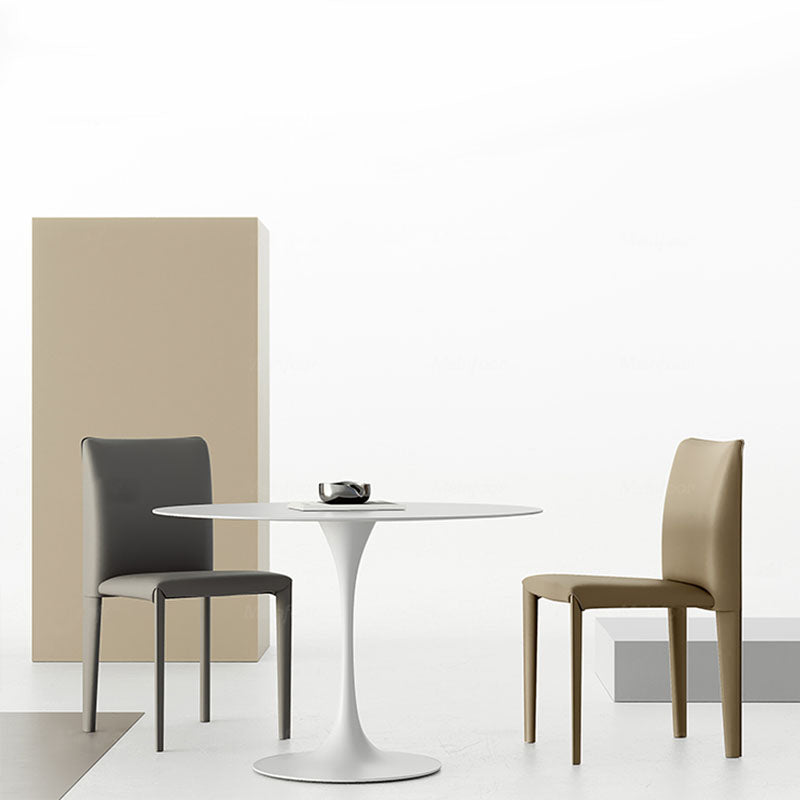 Designer Style Armless Chair Parsons Back Leather Chair for Restaurant