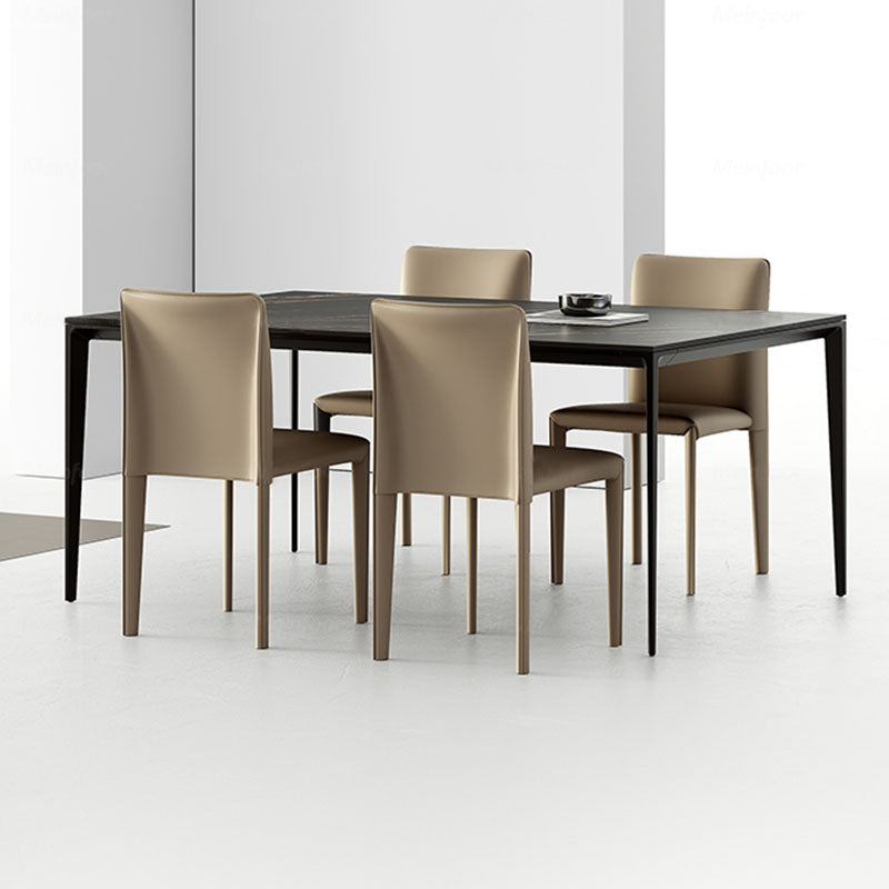 Designer Style Armless Chair Parsons Back Leather Chair for Restaurant