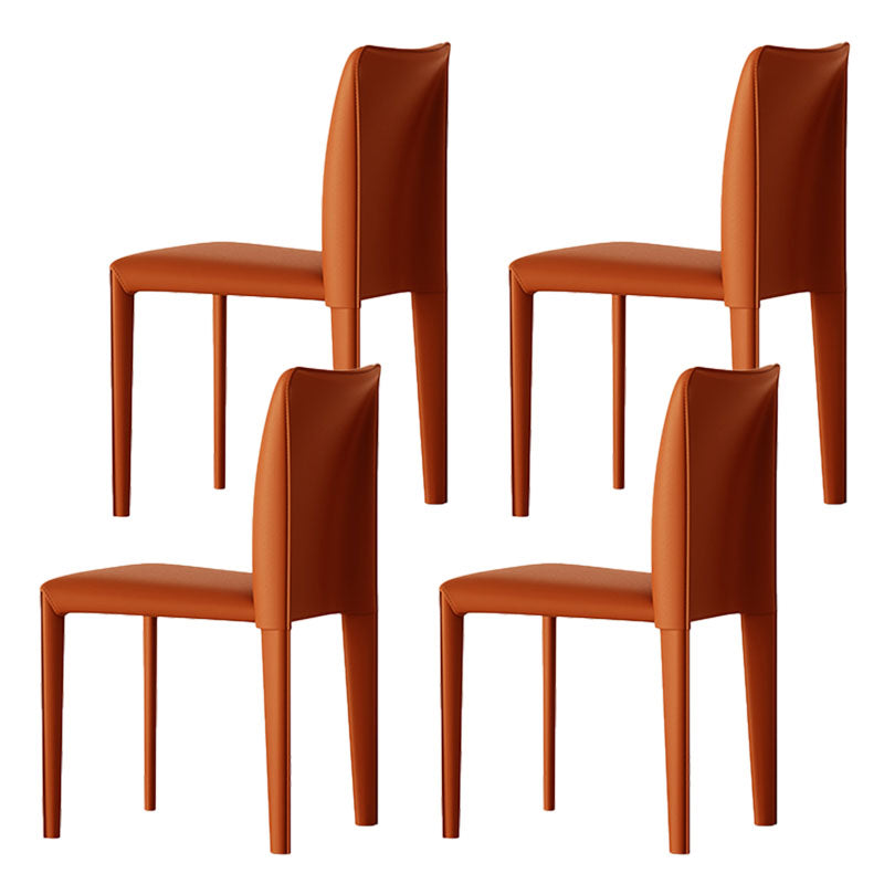 Designer Style Armless Chair Parsons Back Leather Chair for Restaurant