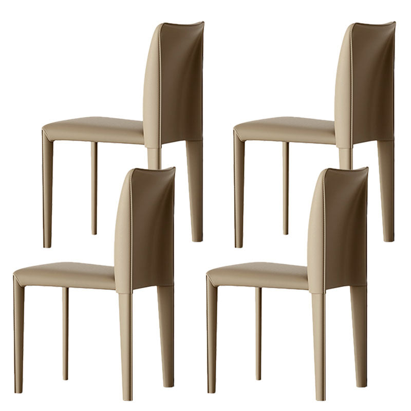Designer Style Armless Chair Parsons Back Leather Chair for Restaurant