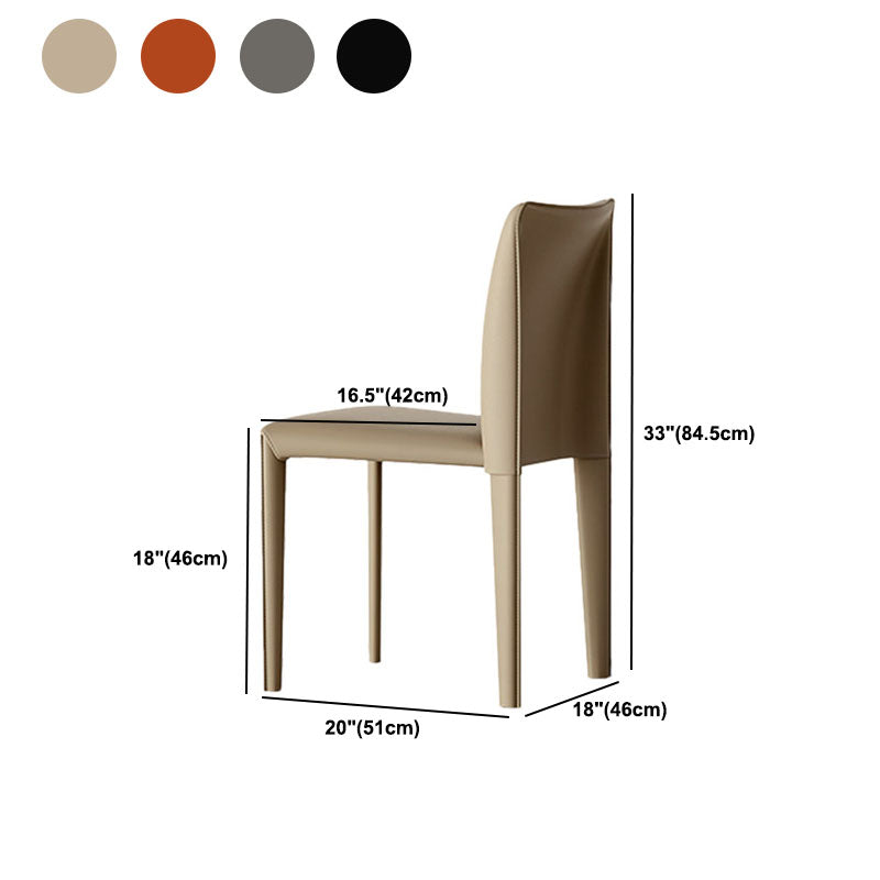 Designer Style Armless Chair Parsons Back Leather Chair for Restaurant