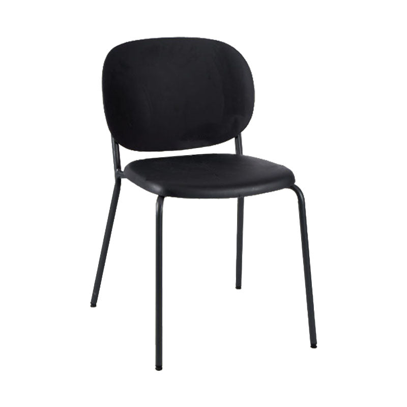 Modern Upholstered Armless Chair Plastic Dining Chair with Metal Base for Restaurant