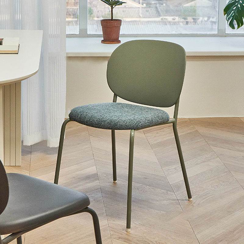 Modern Upholstered Armless Chair Plastic Dining Chair with Metal Base for Restaurant