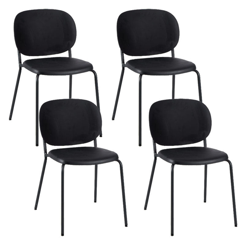 Modern Upholstered Armless Chair Plastic Dining Chair with Metal Base for Restaurant