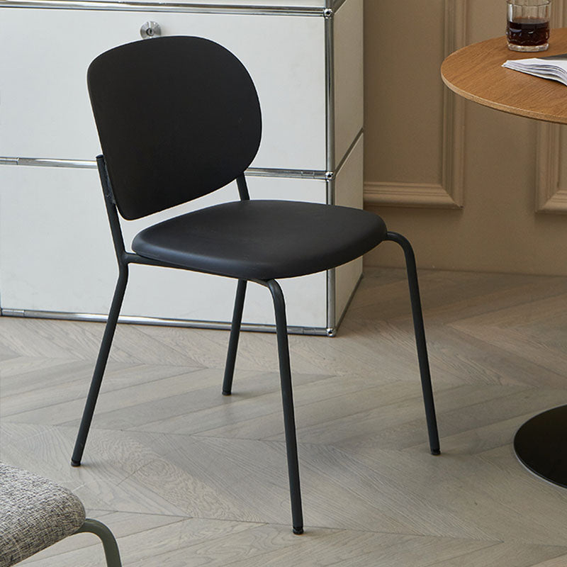 Modern Upholstered Armless Chair Plastic Dining Chair with Metal Base for Restaurant