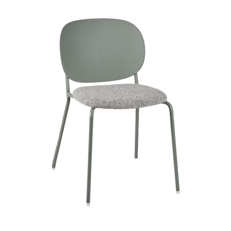 Modern Upholstered Armless Chair Plastic Dining Chair with Metal Base for Restaurant