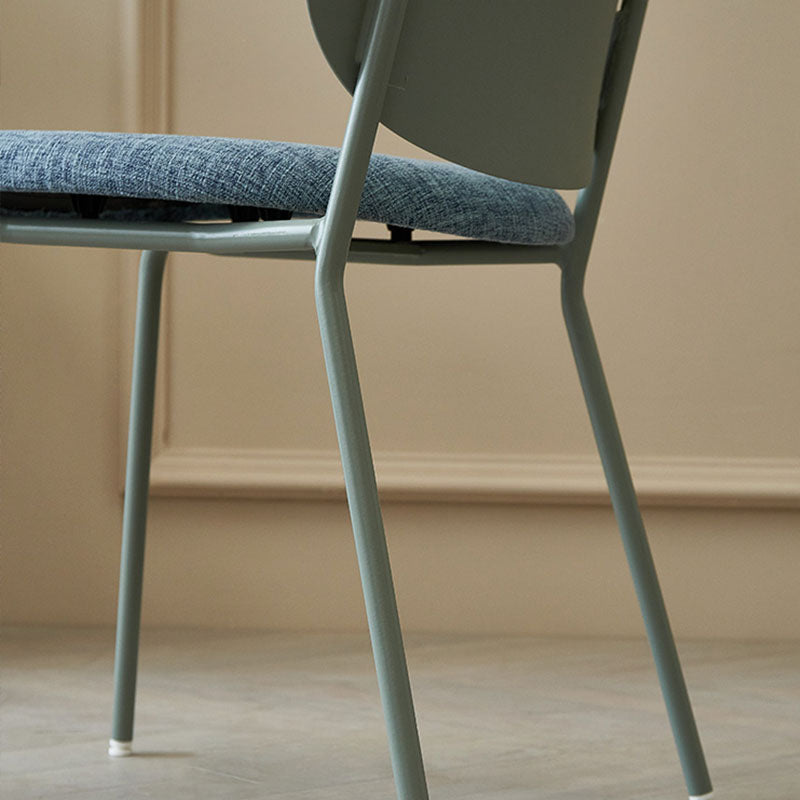 Modern Upholstered Armless Chair Plastic Dining Chair with Metal Base for Restaurant