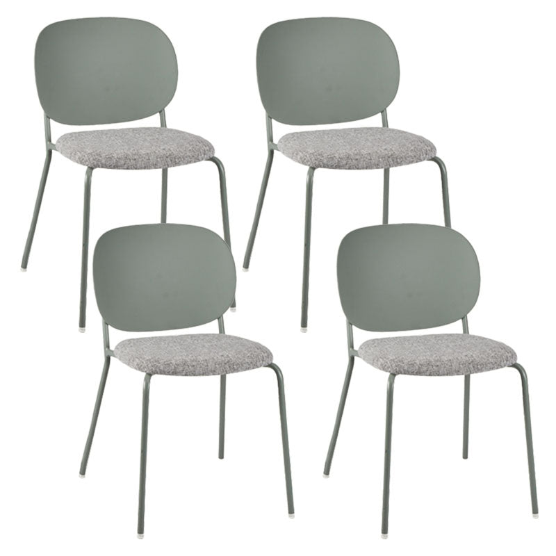 Modern Upholstered Armless Chair Plastic Dining Chair with Metal Base for Restaurant