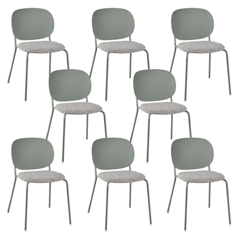 Modern Upholstered Armless Chair Plastic Dining Chair with Metal Base for Restaurant
