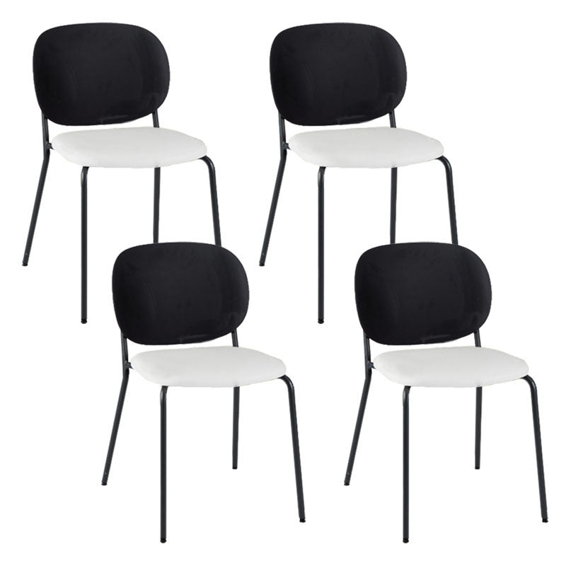 Modern Upholstered Armless Chair Plastic Dining Chair with Metal Base for Restaurant