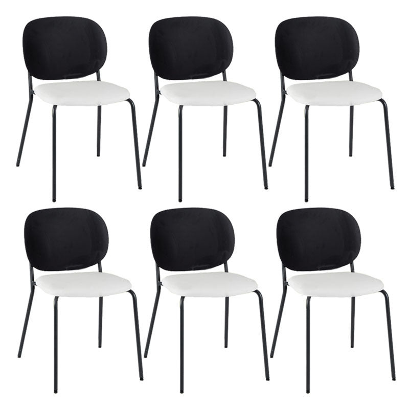Modern Upholstered Armless Chair Plastic Dining Chair with Metal Base for Restaurant