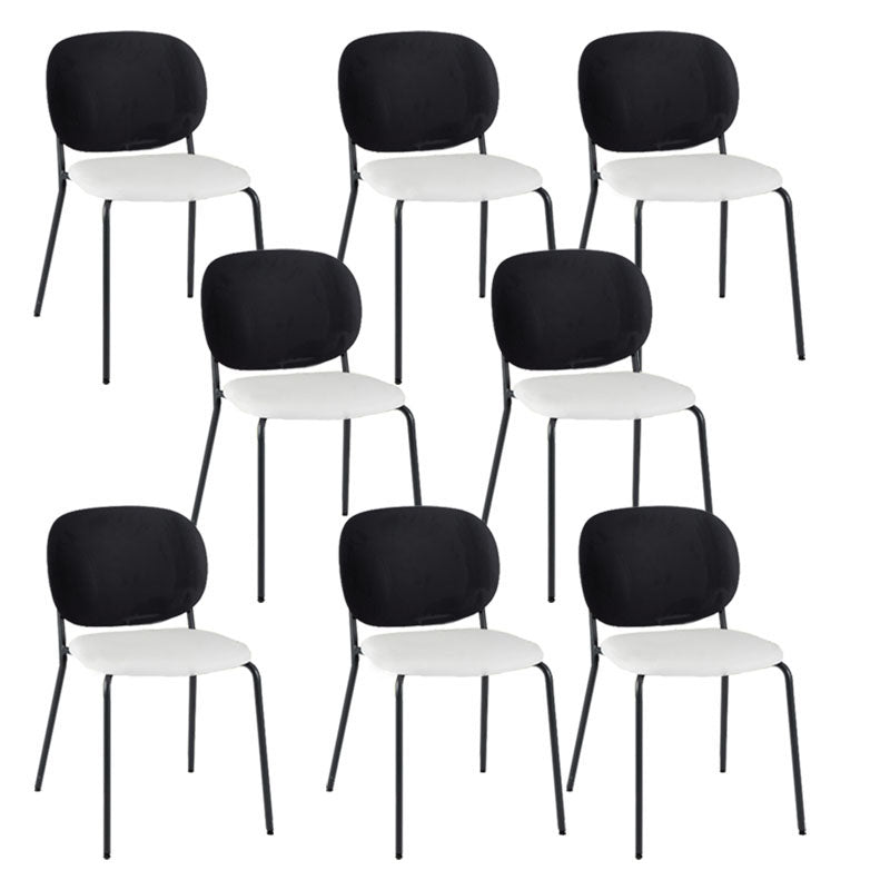 Modern Upholstered Armless Chair Plastic Dining Chair with Metal Base for Restaurant