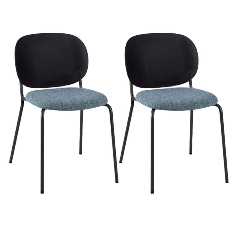 Modern Upholstered Armless Chair Plastic Dining Chair with Metal Base for Restaurant