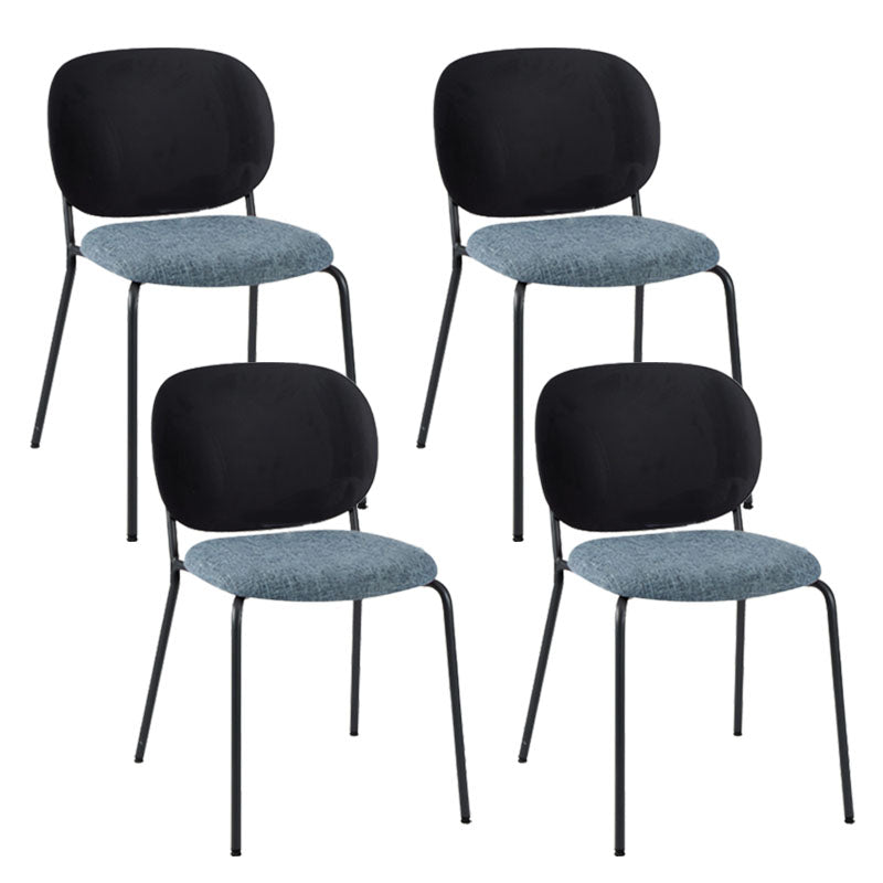 Modern Upholstered Armless Chair Plastic Dining Chair with Metal Base for Restaurant
