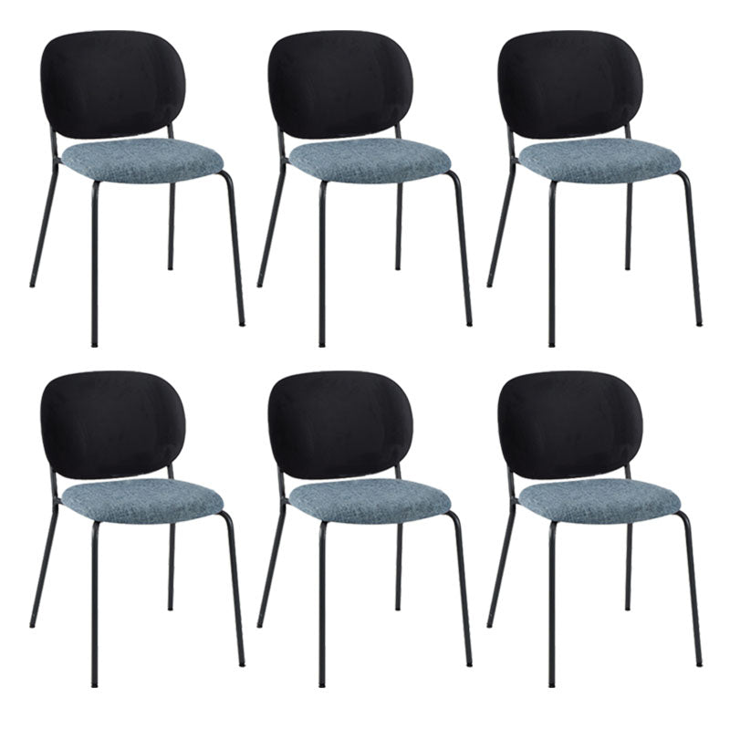 Modern Upholstered Armless Chair Plastic Dining Chair with Metal Base for Restaurant