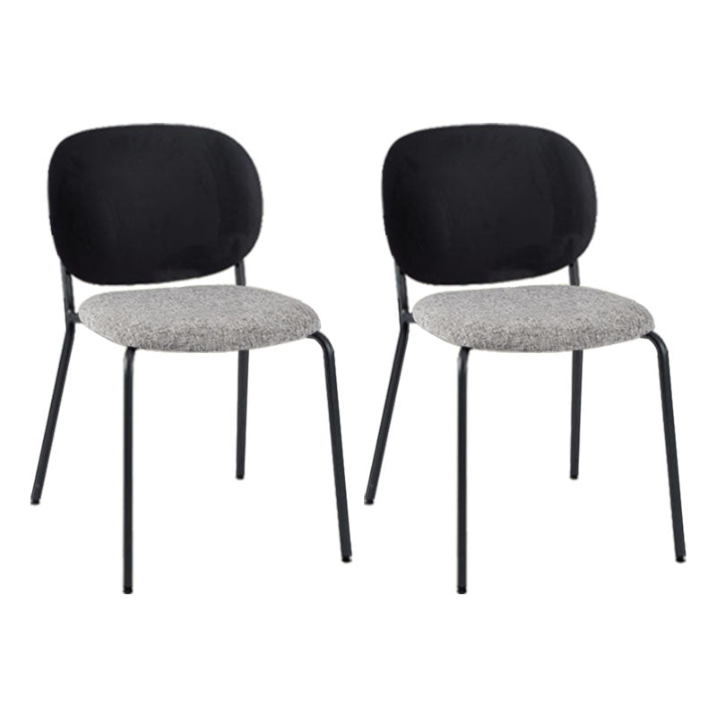 Modern Upholstered Armless Chair Plastic Dining Chair with Metal Base for Restaurant