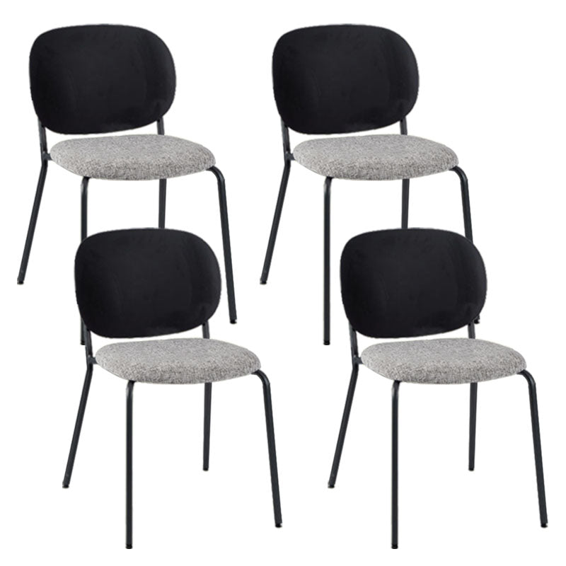 Modern Upholstered Armless Chair Plastic Dining Chair with Metal Base for Restaurant