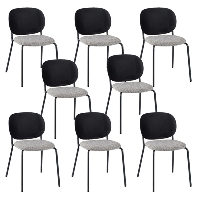 Modern Upholstered Armless Chair Plastic Dining Chair with Metal Base for Restaurant