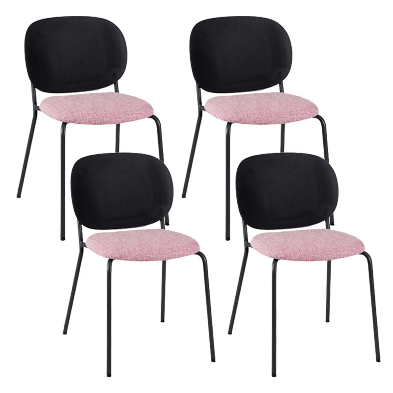 Modern Upholstered Armless Chair Plastic Dining Chair with Metal Base for Restaurant