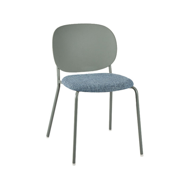 Modern Upholstered Armless Chair Plastic Dining Chair with Metal Base for Restaurant