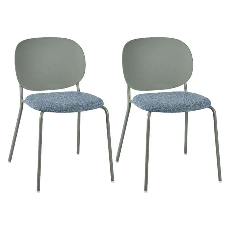 Modern Upholstered Armless Chair Plastic Dining Chair with Metal Base for Restaurant