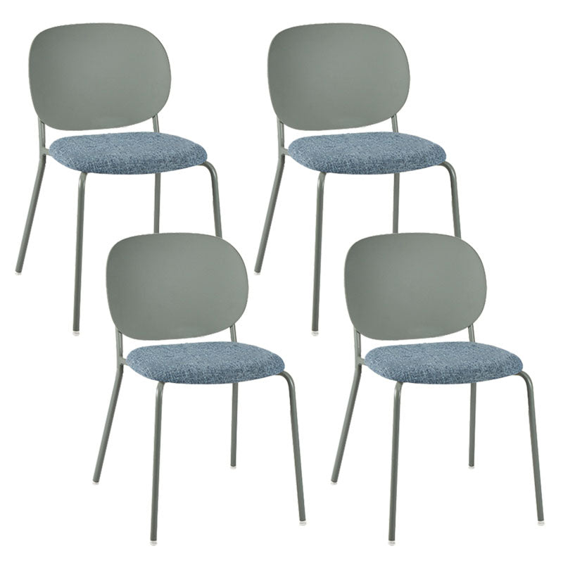 Modern Upholstered Armless Chair Plastic Dining Chair with Metal Base for Restaurant